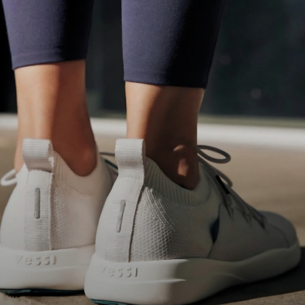 VESSI...Women's White Knit Sneakers.